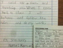 This young student was very rude to her teacher but at least she apologized.