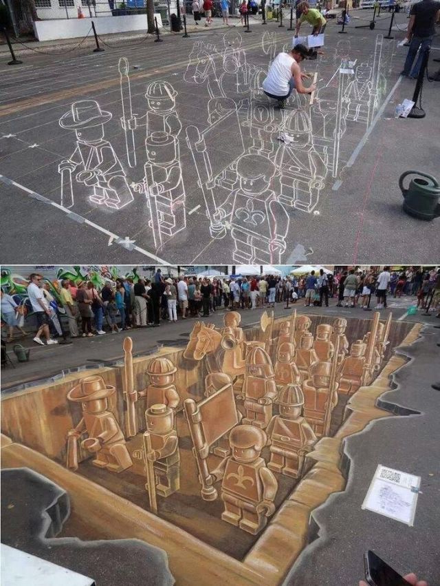 3D Street Art is always fun to look at especially when you can see it from start to finish.