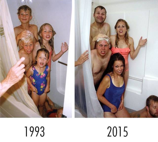 5 siblings in the shower 22 years later.