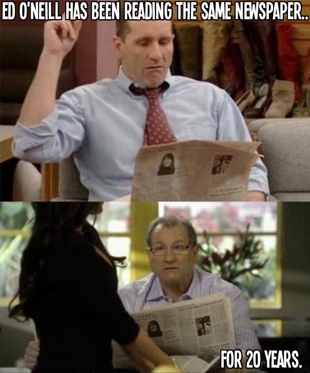 Married with Children to Modern Family, Ed O'Neill has been reading the same newspaper for 20 years.
