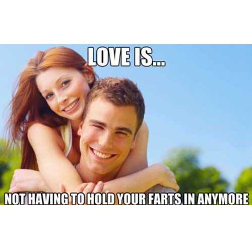 Love is being able to rip a monster fart in front of your significant other.