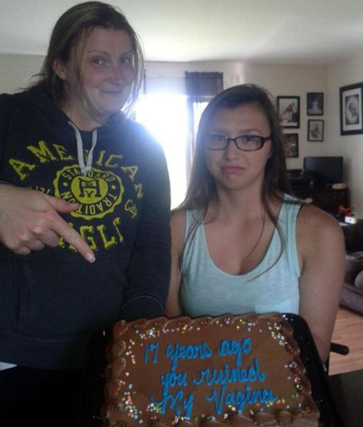 Celebrating the day her daughter ruined her vagina.