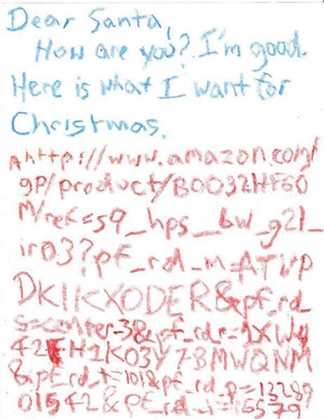 Christmas Lists For Santa Sure Are Different Than They Used To Be Considering A URL Is Now Included.