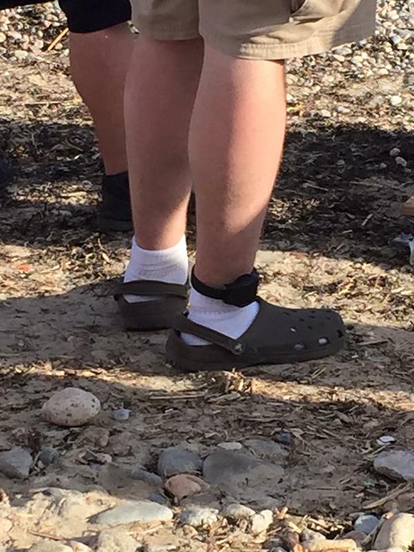 Crocs, socks and house arrest ankle monitor. It's time to make some changes in your life.
