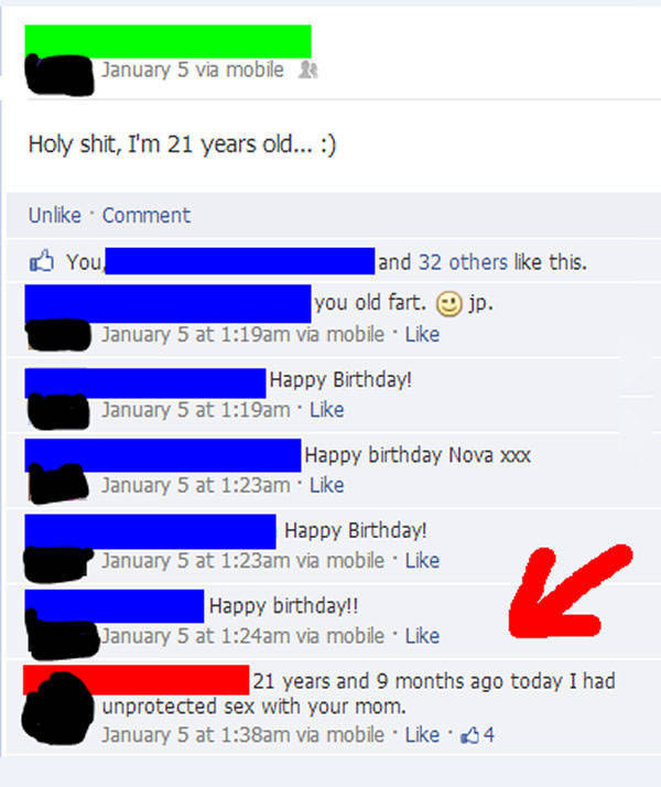 Facebook dad lets everyone know why his kid is celebrating his 21st birthday.