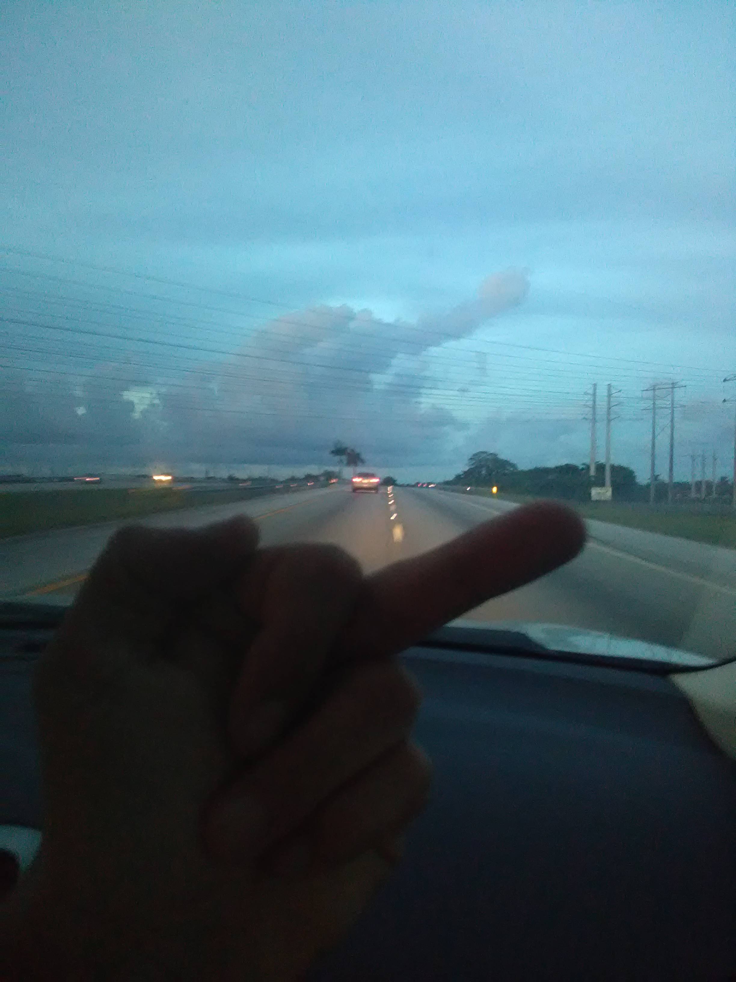 Flipped off on the highway.