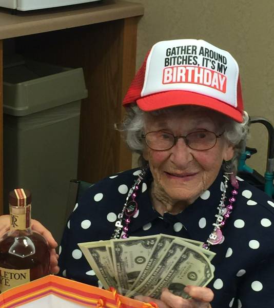 Grandma really knows how to celebrate her birthday.