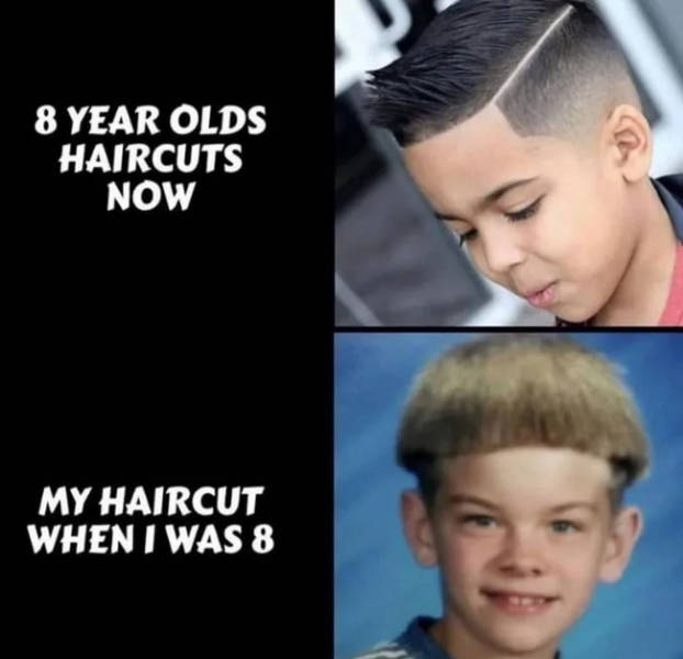 Kids haircuts then and now.