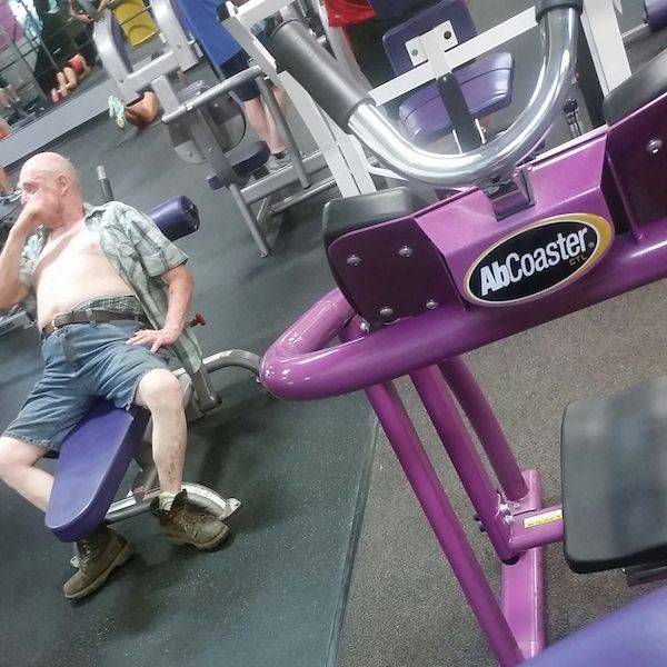 I have a feeling this guy didn't join a gym to get a workout.