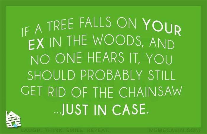 If a tree falls on your ex in the woods...