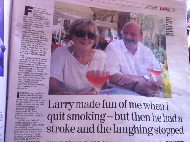 Larry made fun of his wife for quitting smoking. Larry also learned what Karma is.