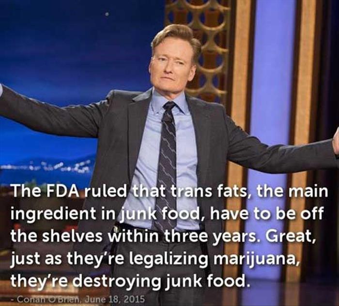 Legalize pot and destroy junk food. Bad timing.