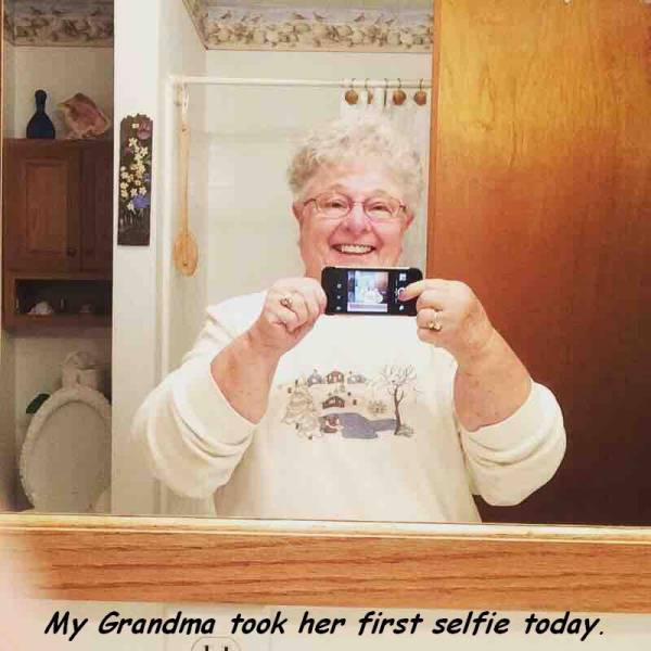 My grandma took her first selfie today.