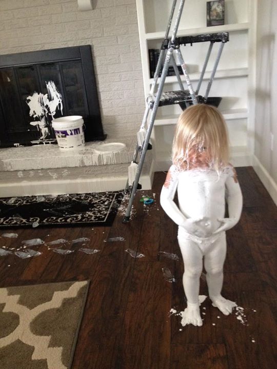 Never leave your child unattended when painting your house.