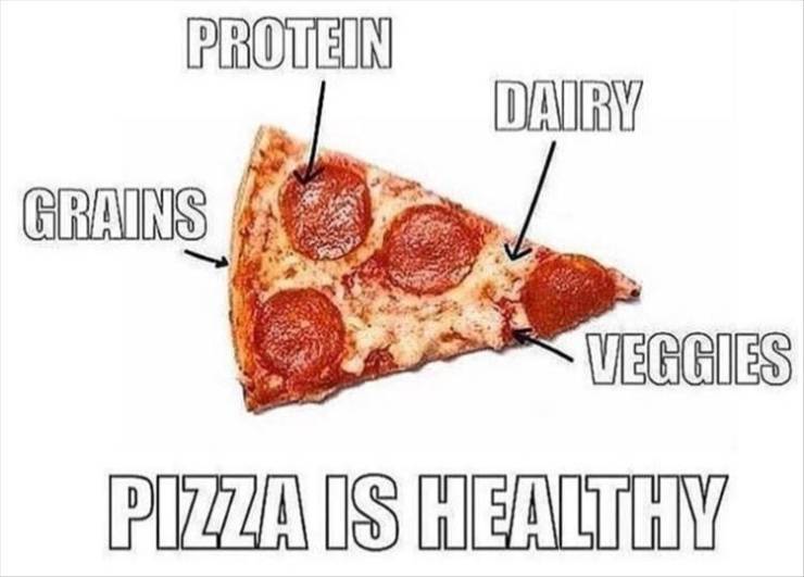 Pizza is healthy.