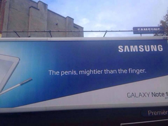 Samsung believes the penis is mightier than the finger.