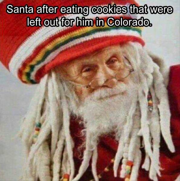 Santa after eating cookies that were left out for him in Colorado.