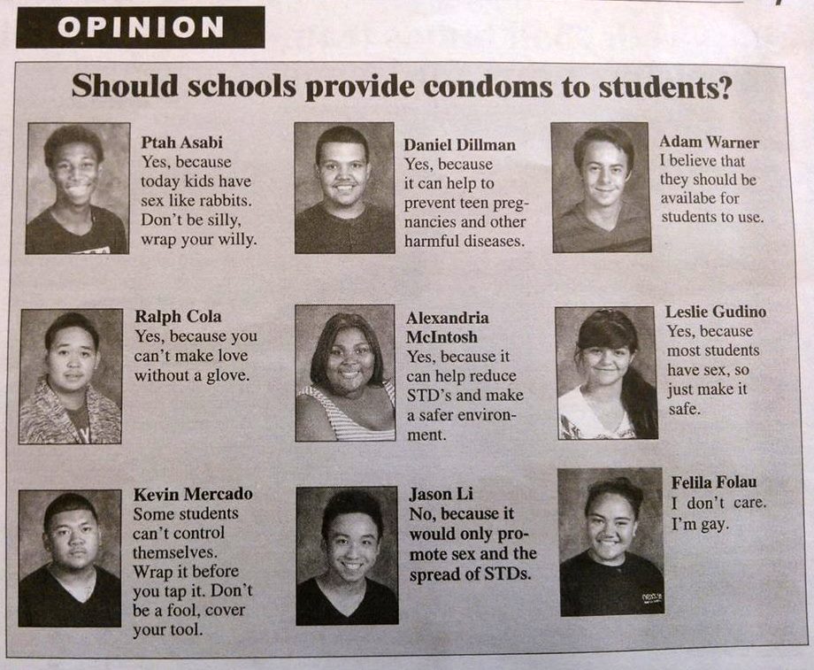 Should schools provide condoms to students? See what the students have to say about it.