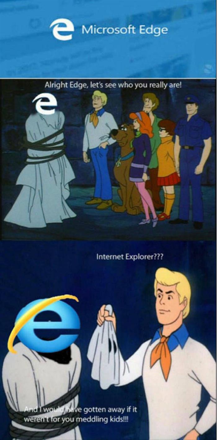 Windows 10 is here and many are wondering who Microsoft Edge really is. Scooby Doo and friends solve the mystery.