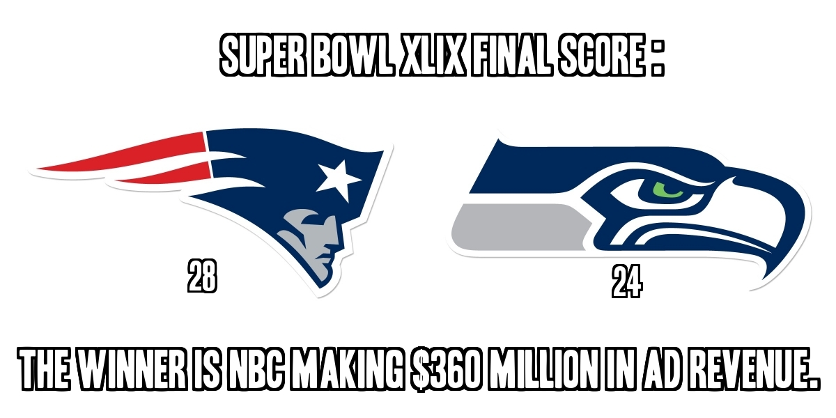 The real winner of Super Bowl XLIX between the New England Patriots and Seattle Seahawks.
