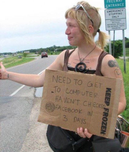 Hitchhiker really needs to check her Facebook.