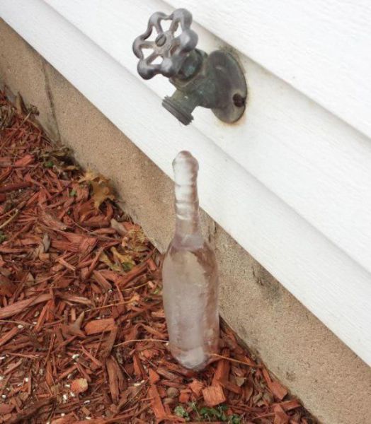 This is what happens when you have a leaky water faucet in freezing temperatures.