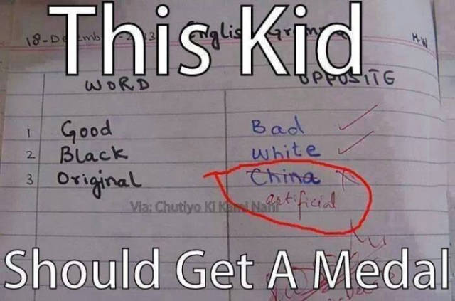This smart kid is already aware of Chinese knockoffs.