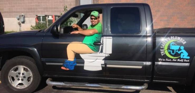 This plumber knows how to get people's attention.