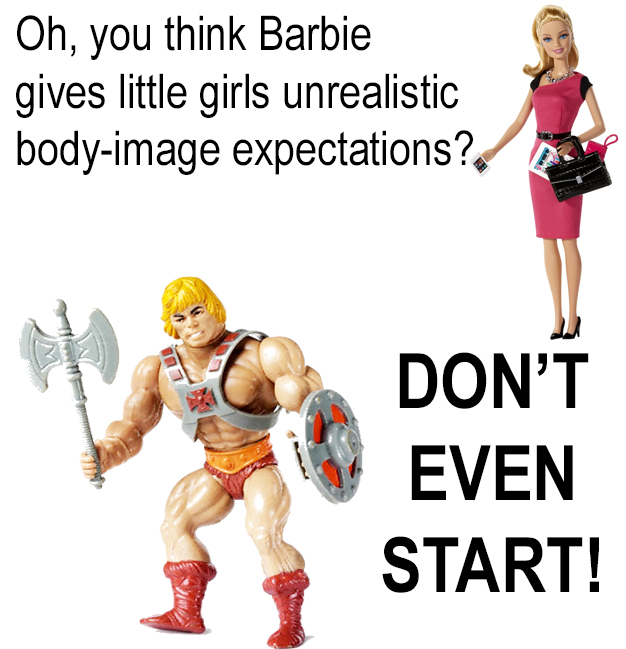 Unrealistic body image toys for girls and boys.