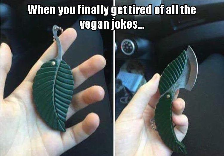 When you finally get tired of all the vegan jokes.