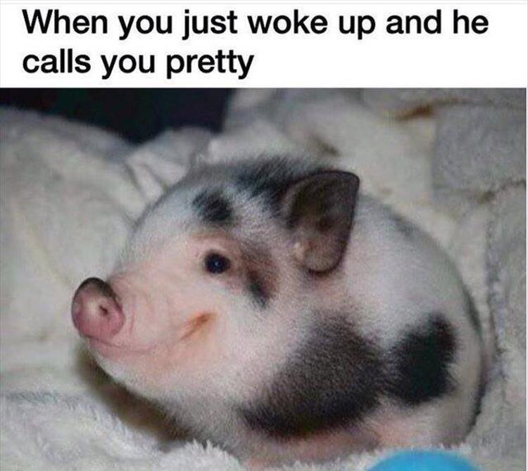 When you just woke up and he calls you pretty.