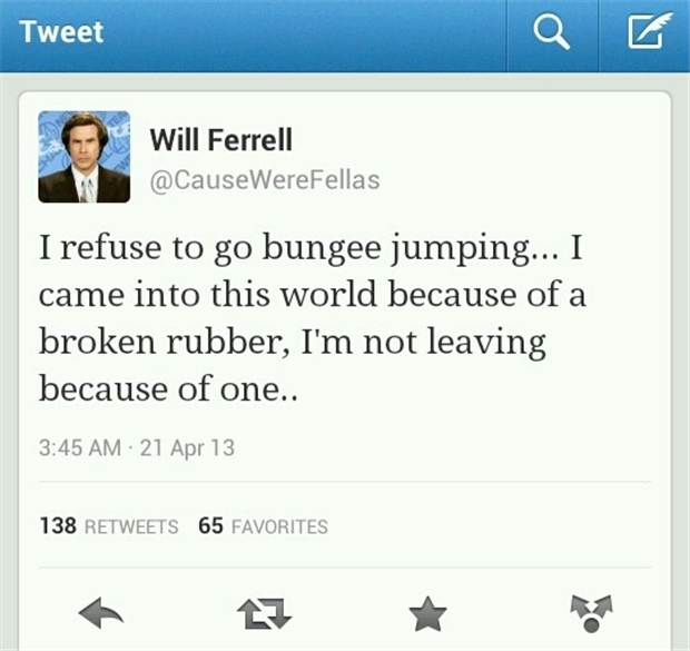 Why Will Ferrell refuses to go bungee jumping.